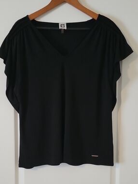 Anne Klein Black V-Neck Women's Top